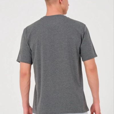 Erkek Düz Bisiklet Yaka Tişört Kısa Kol Yazlık T-Shirt - Antrasit
