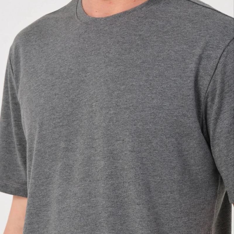 Erkek Düz Bisiklet Yaka Tişört Kısa Kol Yazlık T-Shirt - Antrasit