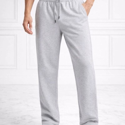 Erkek Düz Paça Beli Lastikli Eşofman Alt Pantolon - Gri
