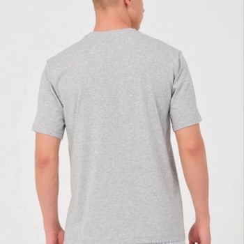 Erkek Düz Penye Tişört Bisiklet Yaka Kısa Kol Regular Fit T-Shirt - Gri