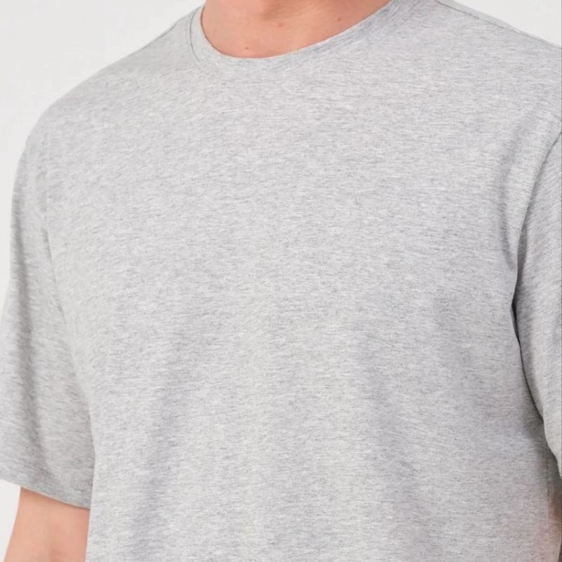 Erkek Düz Penye Tişört Bisiklet Yaka Kısa Kol Regular Fit T-Shirt - Gri