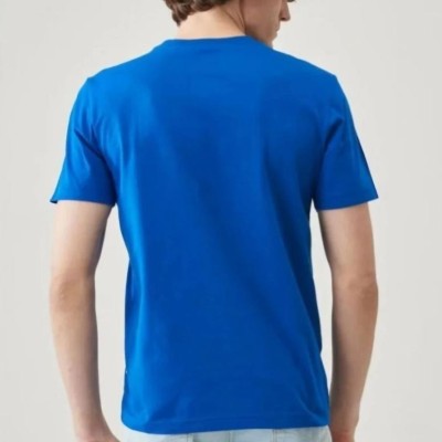Erkek Düz Penye Tişört Bisiklet Yaka Kısa Kol Regular Fit T-Shirt - Mavi