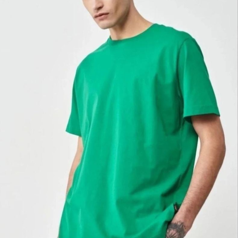 Erkek Düz Penye Tişört Bisiklet Yaka Kısa Kol Regular Fit T-Shirt - Yeşil