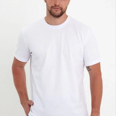 Erkek Düz T-Shirt Kısa Kol Bisiklet Yaka Regular Fit Rahat Kalıp Günlük Tişört - Beyaz