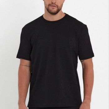 Erkek Düz T-Shirt Kısa Kol Bisiklet Yaka Regular Fit Rahat Kalıp Günlük Tişört - Siyah