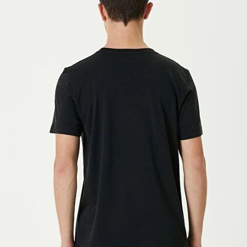 ERKEK Düz Tişört Bisiklet Yaka Regular Fit Yazlık Kısa kol T-Shirt - Siyah