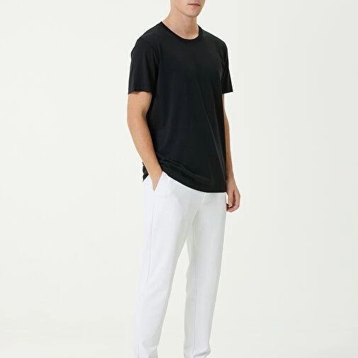 ERKEK Düz Tişört Bisiklet Yaka Regular Fit Yazlık Kısa kol T-Shirt - Siyah