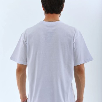 Erkek Düz Yazlık Kısa Kol Tişört Bisiklet Yaka Oversize T-Shirt - Beyaz