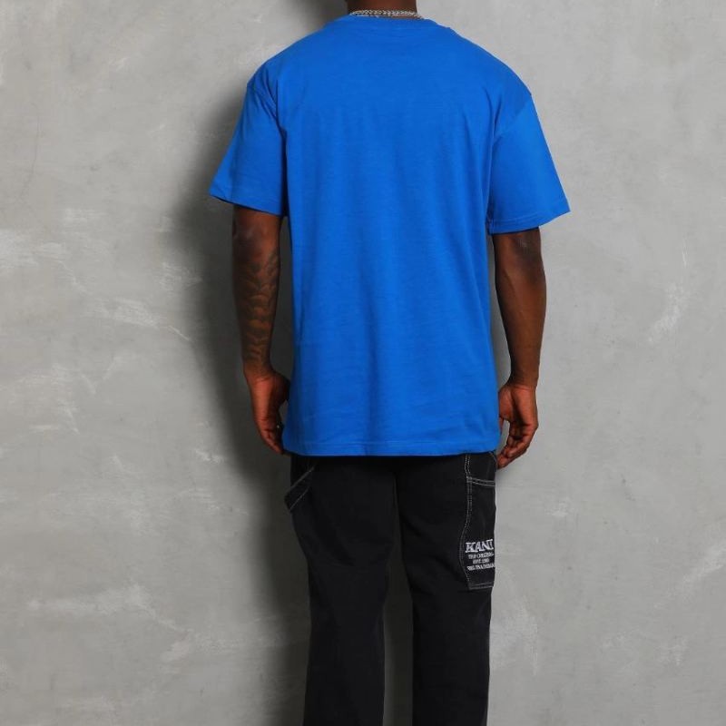 Erkek Düz Yazlık Kısa Kol Tişört Bisiklet Yaka Oversize T-Shirt - Mavi