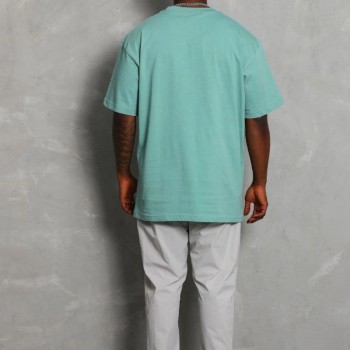 Erkek Düz Yazlık Kısa Kol Tişört Bisiklet Yaka Oversize T-Shirt - Mint Yeşili