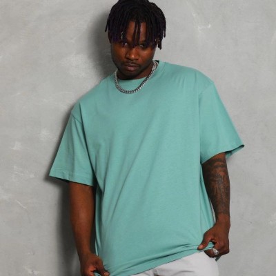 Erkek Düz Yazlık Kısa Kol Tişört Bisiklet Yaka Oversize T-Shirt - Mint Yeşili