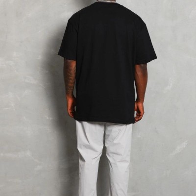 Erkek Düz Yazlık Kısa Kol Tişört Bisiklet Yaka Oversize T-Shirt - Siyah