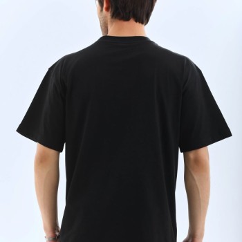 Erkek Düz Yazlık Kısa Kol Tişört Bisiklet Yaka Oversize T-Shirt - Siyah