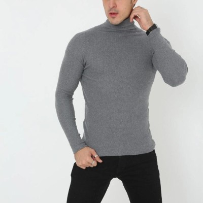 Erkek Fitilli Kaşkorse Kumaş Boğazlı Full Likralı Slimfit Body - Füme