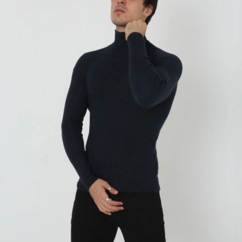Erkek Fitilli Kaşkorse Kumaş Boğazlı Full Likralı Slimfit Body - Siyah