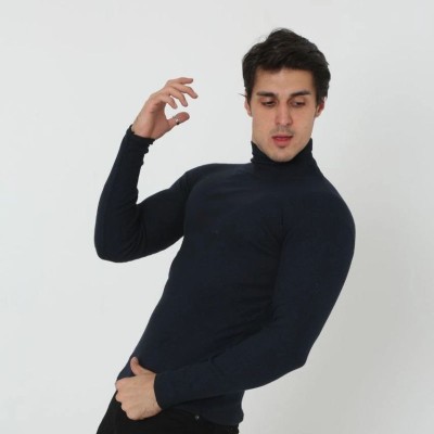 Erkek Fitilli Kaşkorse Kumaş Boğazlı Full Likralı Slimfit Body - Siyah