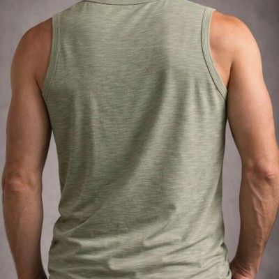 Erkek Flamlı Kumaş Kolsuz Atlet Günlük Fitness Spor T-Shirt - Mint Yeşili