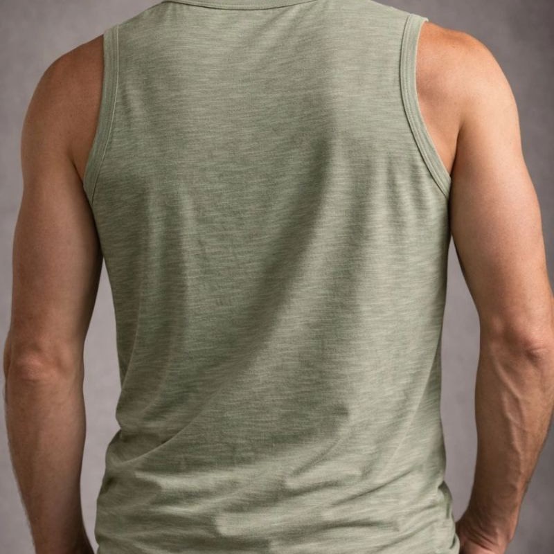 Erkek Flamlı Kumaş Kolsuz Atlet Günlük Fitness Spor T-Shirt - Mint Yeşili