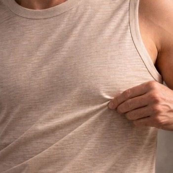 Erkek Flamlı Kumaş Kolsuz Atlet Günlük Fitness Spor T-Shirt - Taş