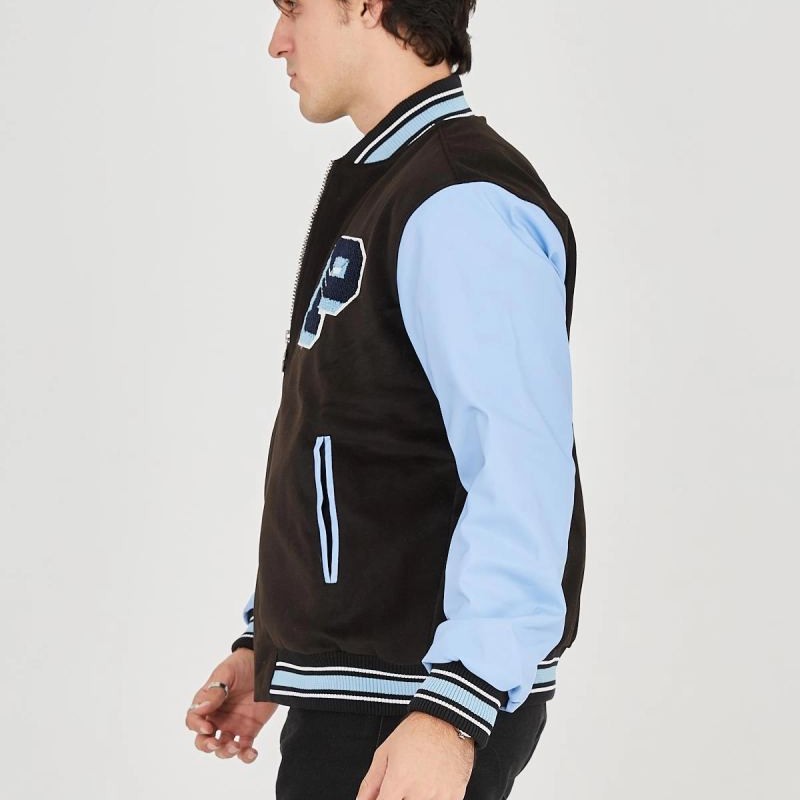 Erkek İçten Elyaf ve Astarlı Kolları Suni Deri Ceket - Mavi