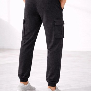 Erkek Jogger Eşofman Altı Kargo Cepli Lastikli Paça Spor Pantolon - Füme