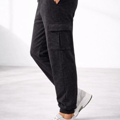 Erkek Jogger Eşofman Altı Kargo Cepli Lastikli Paça Spor Pantolon - Füme
