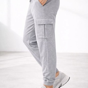 Erkek Jogger Eşofman Altı Kargo Cepli Lastikli Paça Spor Pantolon - Gri