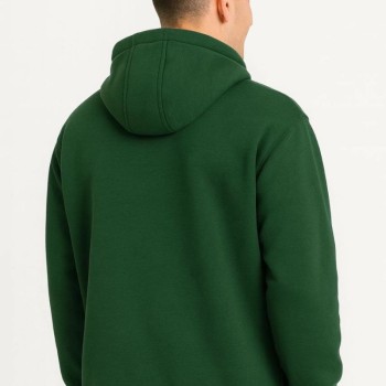 Erkek Kapüşonlu Hoodie Cepli Çıtçıtlı 3 İplik Pamuklu Sweatshirt - Haki