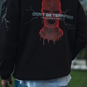 Erkek Kapüşonlu Kanguru Cepli Sweatshirt 3 İplik Pamuklu Baskılı Hoodie -  Siyah