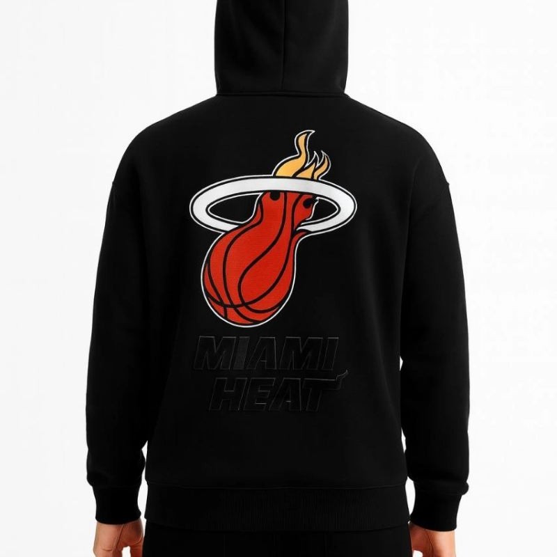 Erkek Kapüşonlu Kanguru Cepli Sweatshirt 3 İplik Pamuklu Baskılı Hoodie - Siyah