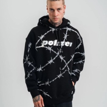 ERKEK Kapüşonlu Varak ve Pano Baskılı Hoodie  SweatShirt- Siyah
