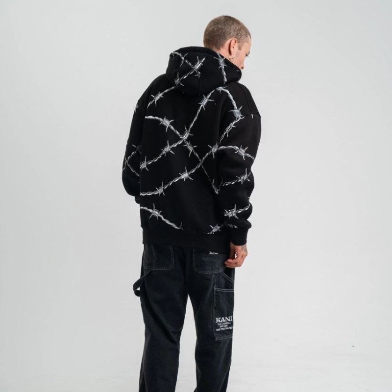 ERKEK Kapüşonlu Varak ve Pano Baskılı Hoodie  SweatShirt- Siyah
