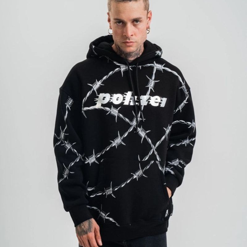 ERKEK Kapüşonlu Varak ve Pano Baskılı Hoodie  SweatShirt- Siyah