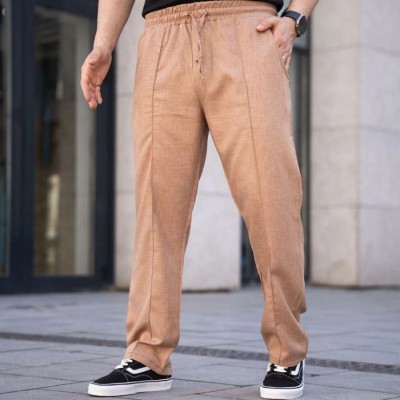 Erkek Keten Cepli Çıma Dikişli jogger Buggy Pantalon Rahat kalıp - Kahverengi