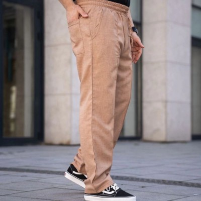 Erkek Keten Cepli Çıma Dikişli jogger Buggy Pantalon Rahat kalıp - Kahverengi