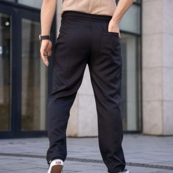 Erkek Keten Cepli Çıma Dikişli jogger Buggy Pantalon Rahat kalıp - Siyah