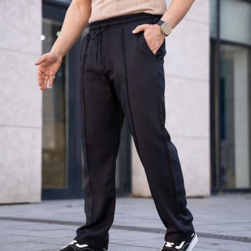 Erkek Keten Cepli Çıma Dikişli jogger Buggy Pantalon Rahat kalıp - Siyah