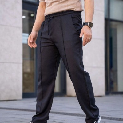 Erkek Keten Cepli Çıma Dikişli jogger Buggy Pantalon Rahat kalıp - Siyah