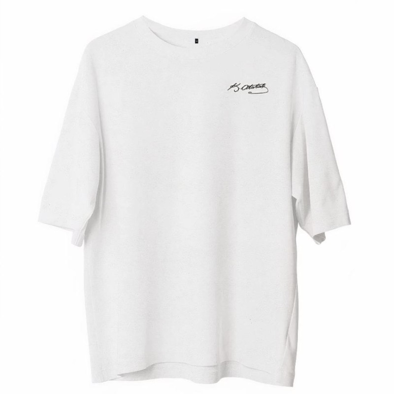 Erkek Kısa Kol Tişört Bisiklet Yaka ATATÜRK Baskılı T-Shirt -  Beyaz