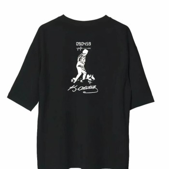 Erkek Kısa Kol Tişört Bisiklet Yaka ATATÜRK Baskılı T-Shirt - Siyah