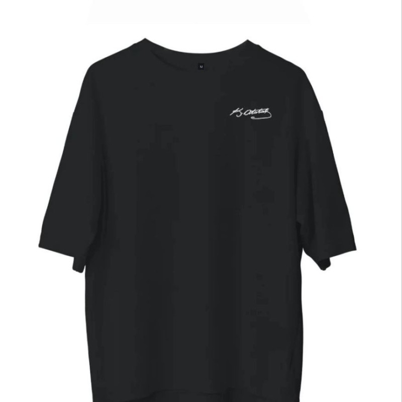 Erkek Kısa Kol Tişört Bisiklet Yaka ATATÜRK Baskılı T-Shirt - Siyah
