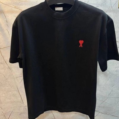 Erkek Kısa Kol Tişört Bisiklet Yaka KALP Baskılı Oversize T-Shirt - Siyah