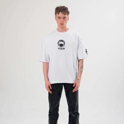 Erkek Kısa Kol Tişört Göğüs ve Kol Bisiklet Yaka Baskılı T-Shirt - Beyaz