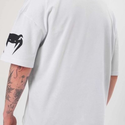 Erkek Kısa Kol Tişört Göğüs ve Kol Bisiklet Yaka Baskılı T-Shirt - Beyaz
