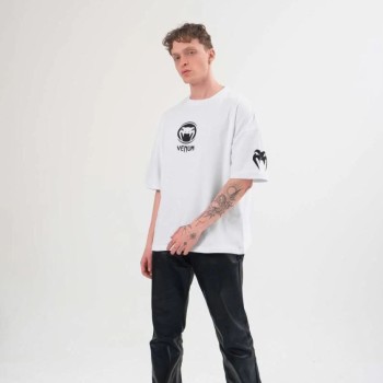 Erkek Kısa Kol Tişört Göğüs ve Kol Bisiklet Yaka Baskılı T-Shirt - Beyaz