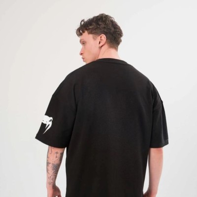 Erkek Kısa Kol Tişört Göğüs ve Kol Bisiklet Yaka Baskılı T-Shirt - Siyah