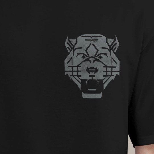 Erkek Kısa Kol Yazlık Tişört Bisiklet Yaka ASLAN Baskılı T-Shirt - Siyah