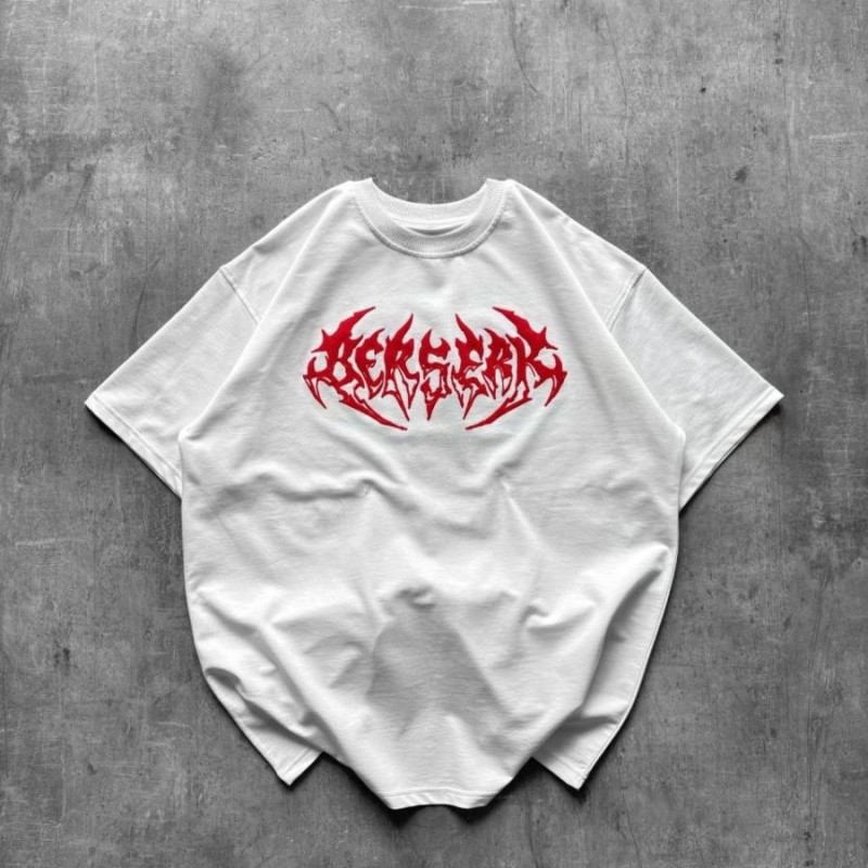 Erkek Kısa Kol Yazlık Tişört Bisiklet Yaka Baskılı Oversize T-Shirt - Beyaz