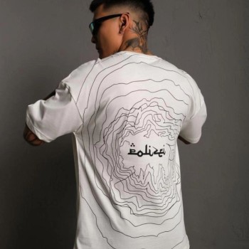 Erkek Kısa Kol Yazlık Tişört Bisiklet Yaka Baskılı Oversize T-Shirt - Beyaz