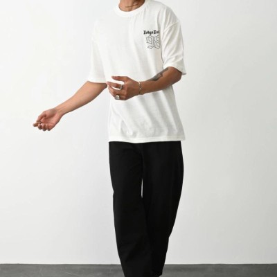 Erkek Kısa Kol Yazlık Tişört Bisiklet Yaka Baskılı Oversize T-Shirt - Beyaz